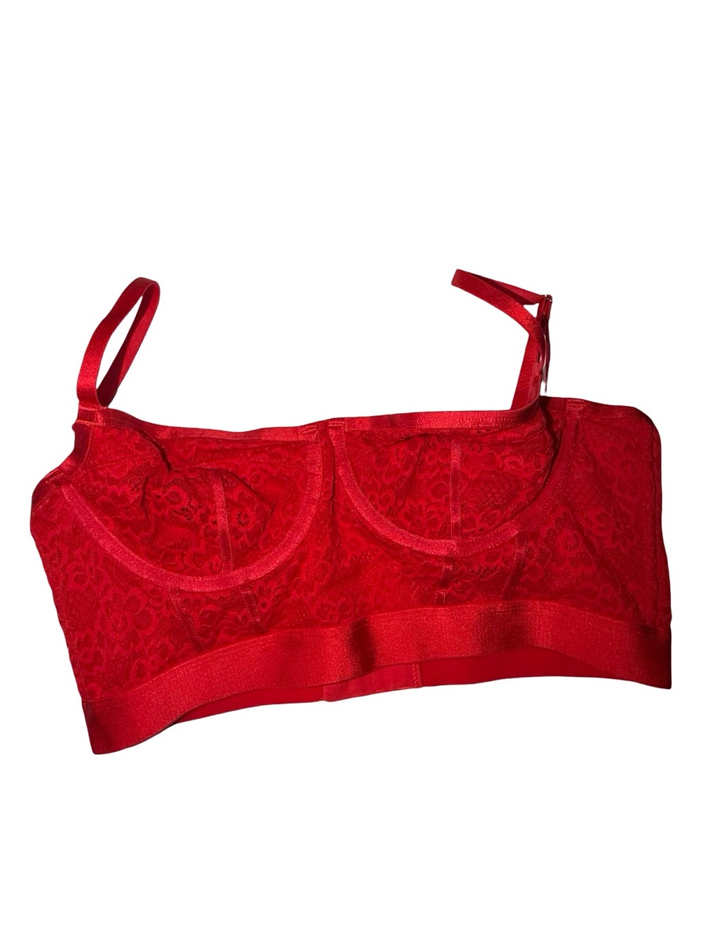 Red Lace Longline Bralette with Underwire Support